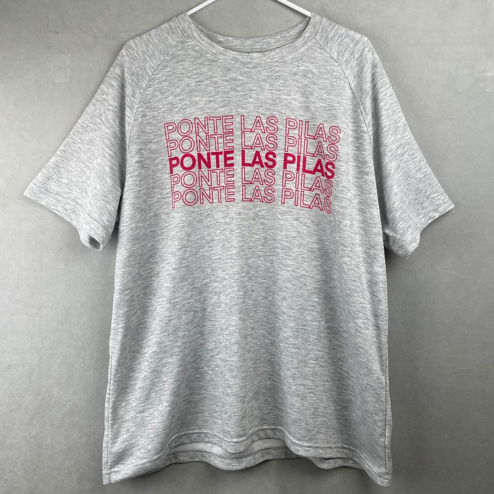 George Mens Ponte Las Pilas Graphic Active T-Shirt Heather Grey Spanish Humor XL